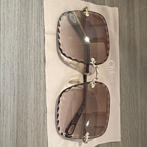 Chloe Gold Rim Brown Gradient Women's Sunglasses